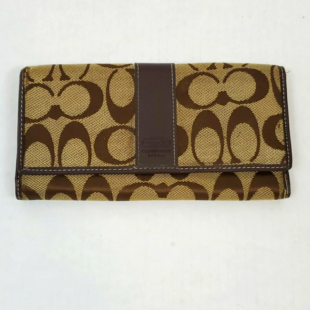 Coach leatherware canvas wallet brown